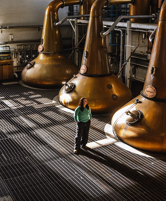 Distillery manager Polly inside Tormore stillhouse