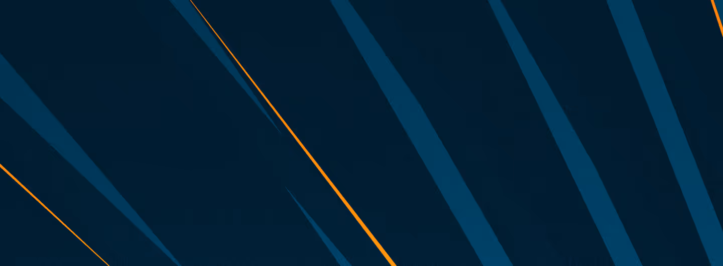 Dark blue background with diagonal teal and orange streaks creating dynamic abstract pattern.