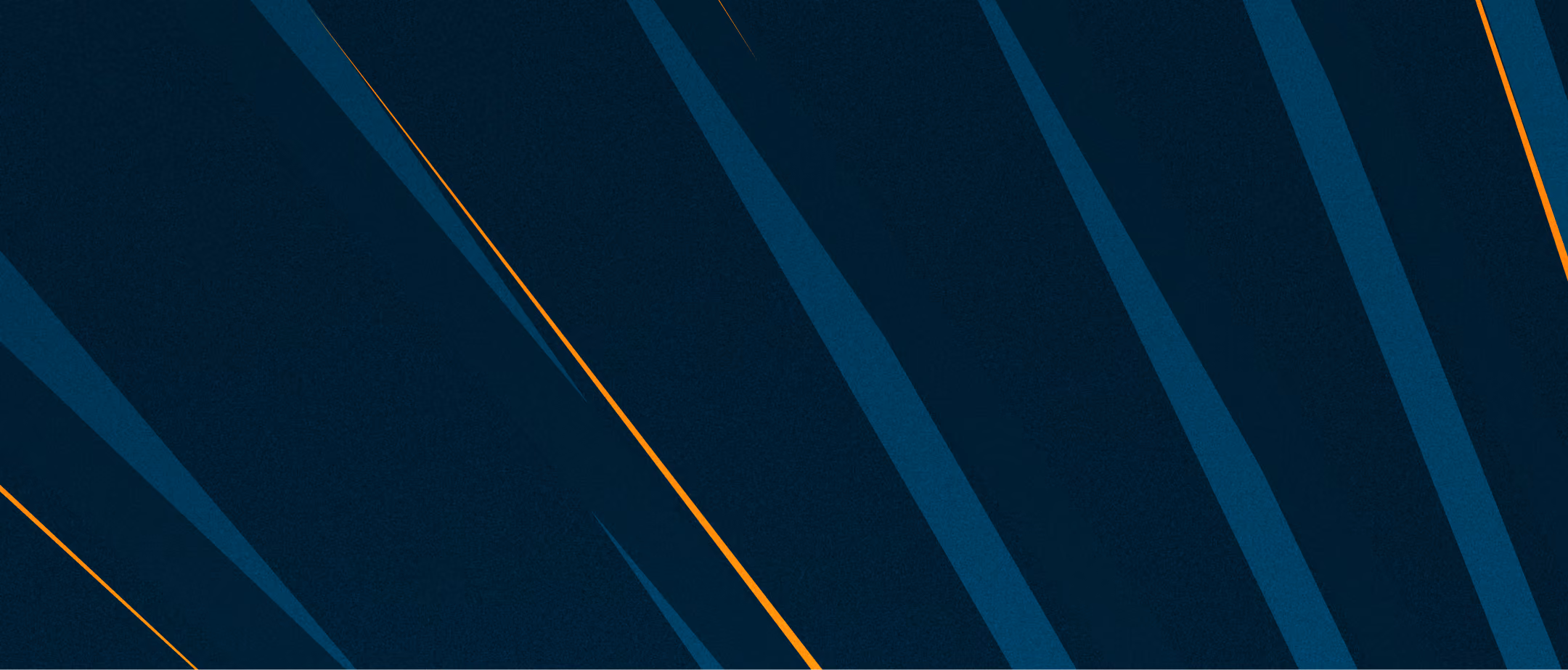 Abstract dark blue background with curved teal and orange streaks.