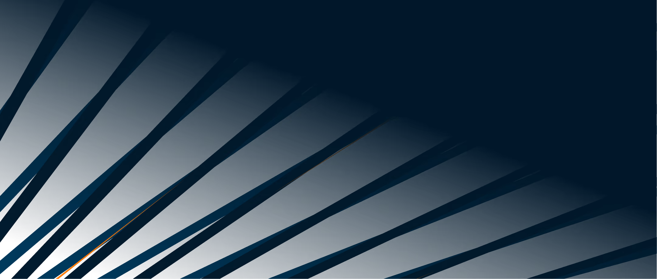 Dark blue background with diagonal light blue and subtle orange streaks radiating from bottom left.