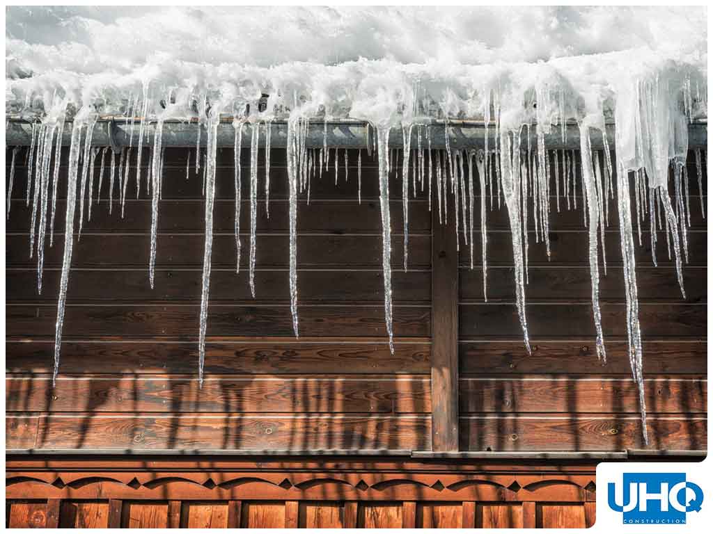 ice dam on a house roof