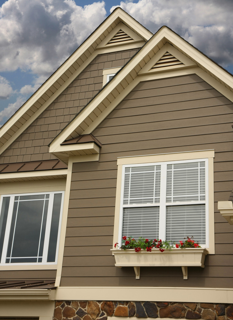 james hardie siding in brown on the side of a house