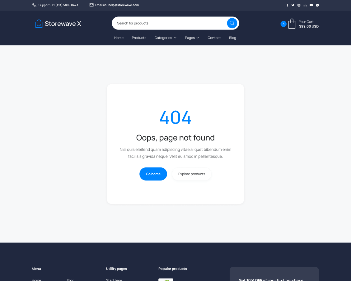 404 Not Found - Shopwave X Webflow Template
