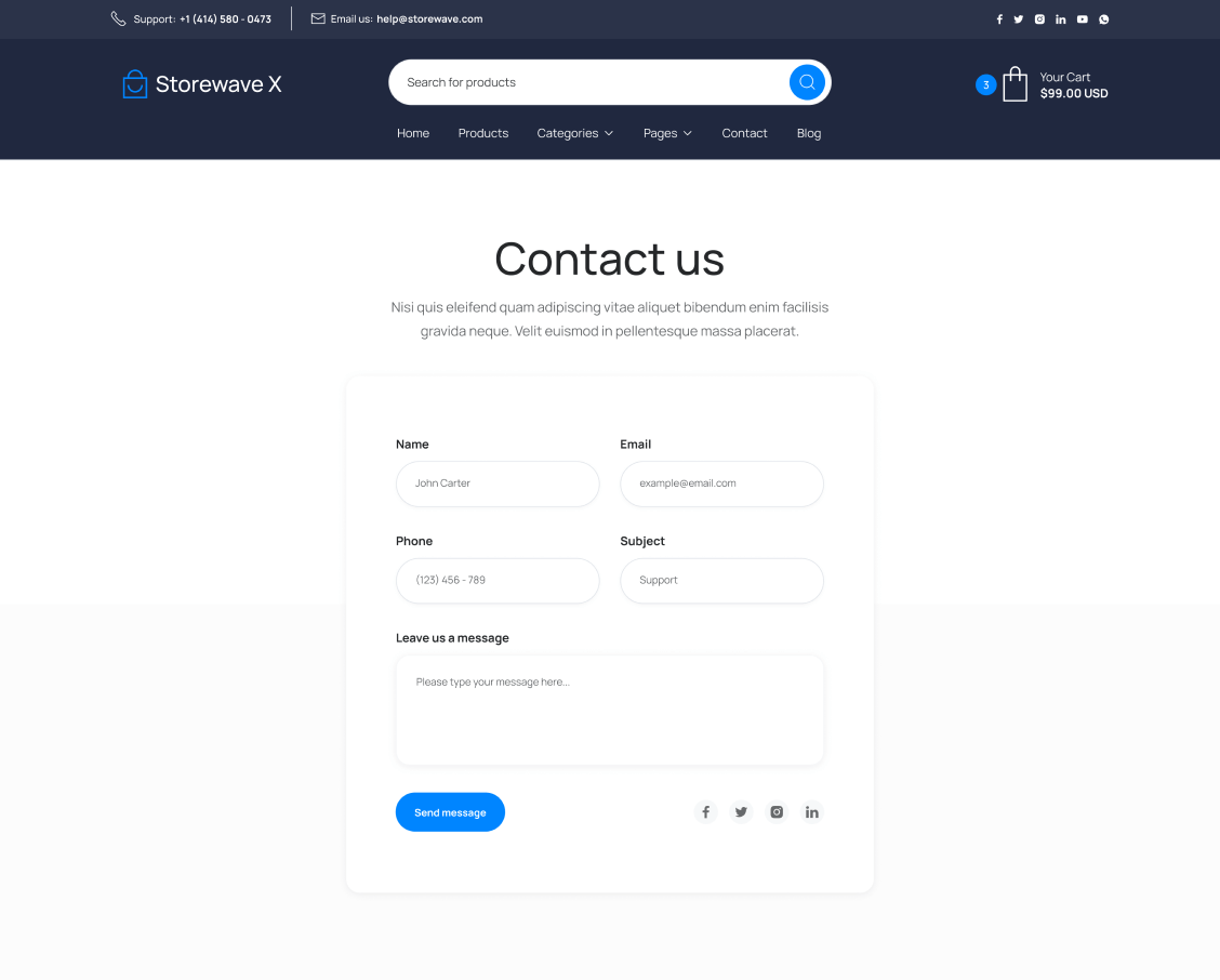 Contact - Shopwave X Webflow Template