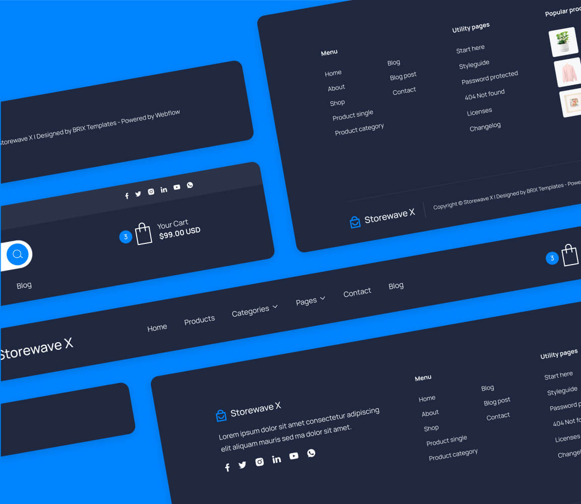 Headers And Footers - Shopwave X Webflow Template