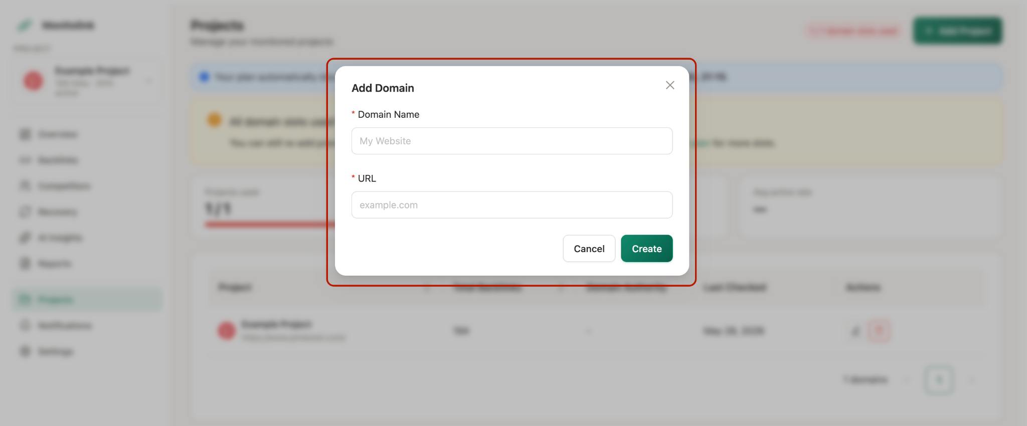 Backlink Data From Monitolink