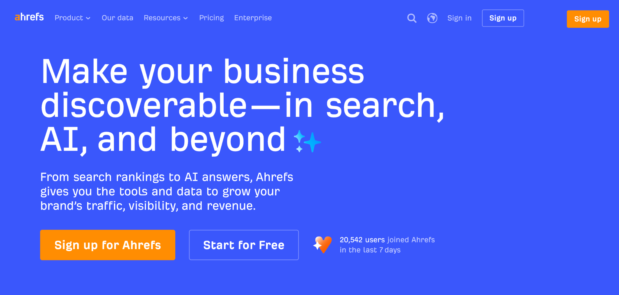 Ahrefs homepage