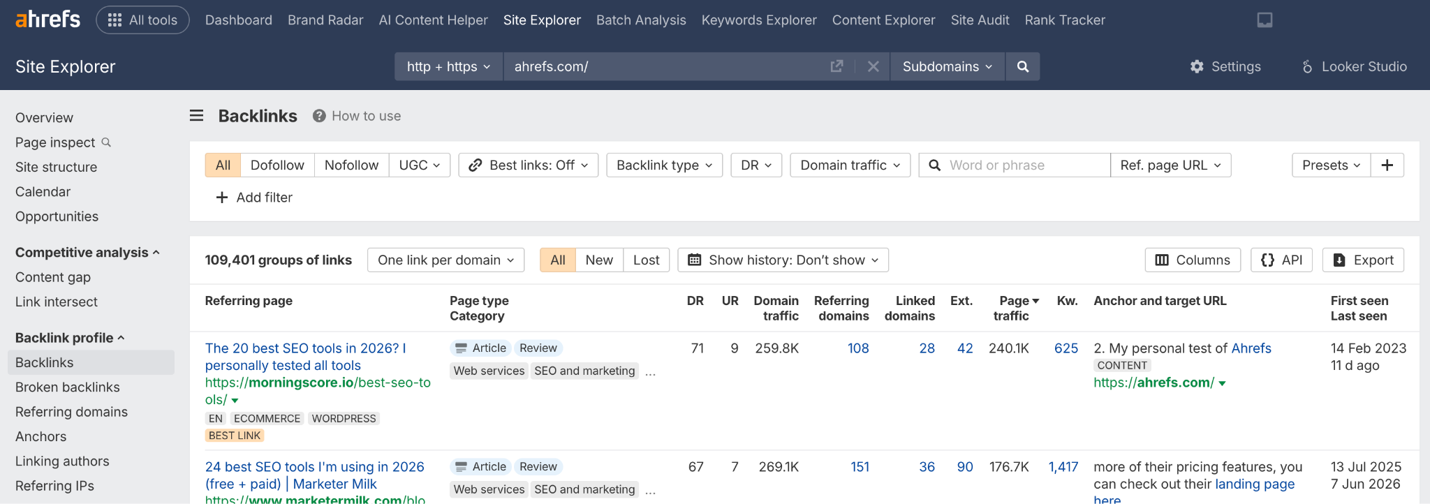 Ahrefs tool