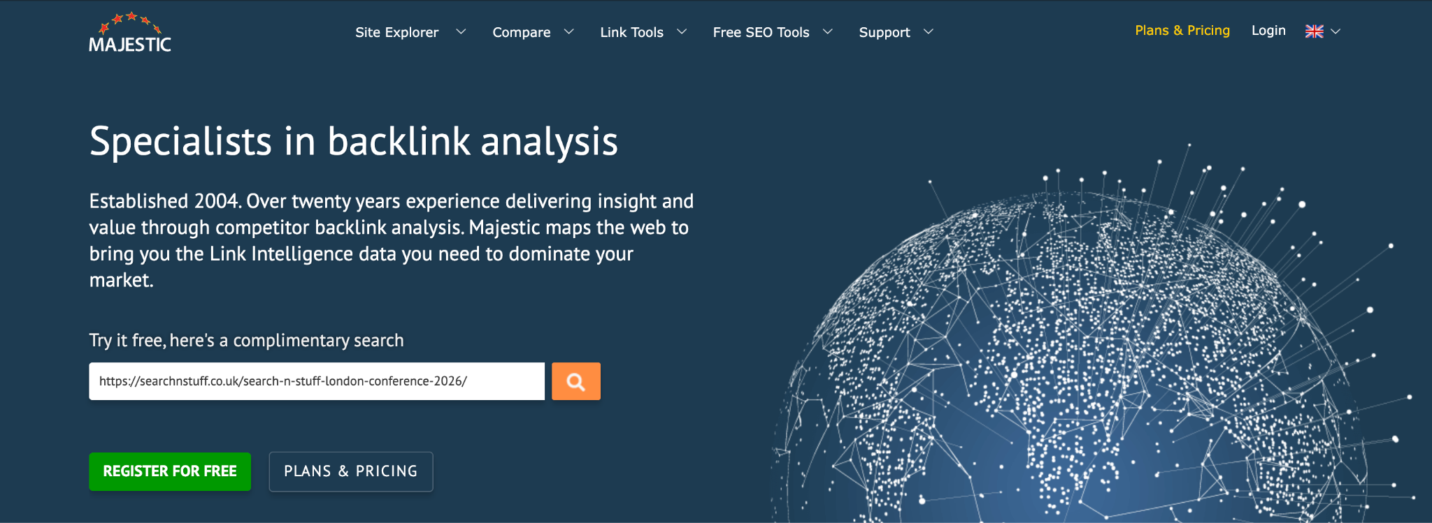 Majestic homepage