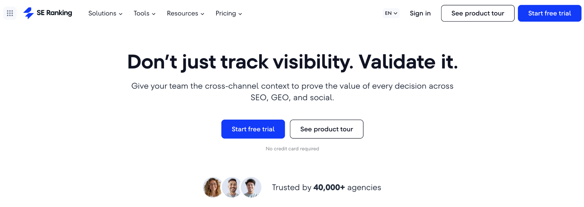 SE Ranking homepage