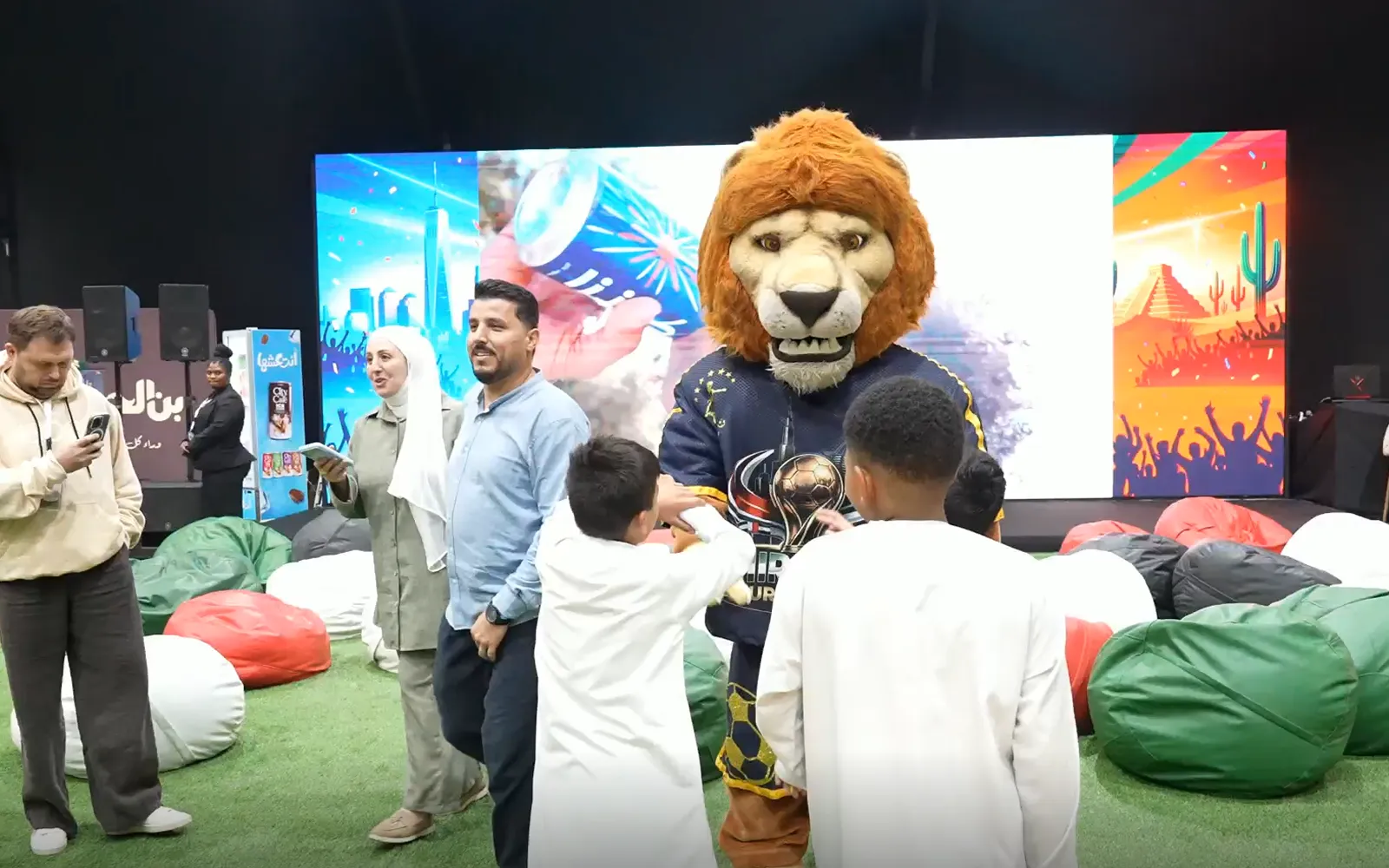 Family-friendly kids play zone inside the Emirates Our Home World Cup fan festival in Dubai.
