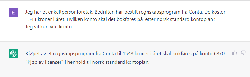 Kan ChatGPT bokføre regnskapsprogram?