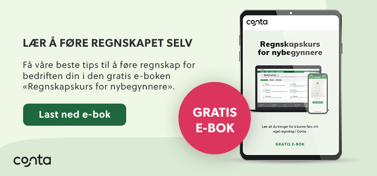 Reklamebanner: Last ned gratis e-bok og lær å føre regnskap.