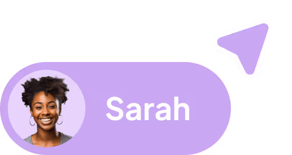 Étiquette d'utilisateur « Sarah » avec curseur, édition collaborative dans Tengo