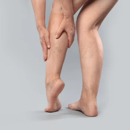 Femme massant son mollet gonflé