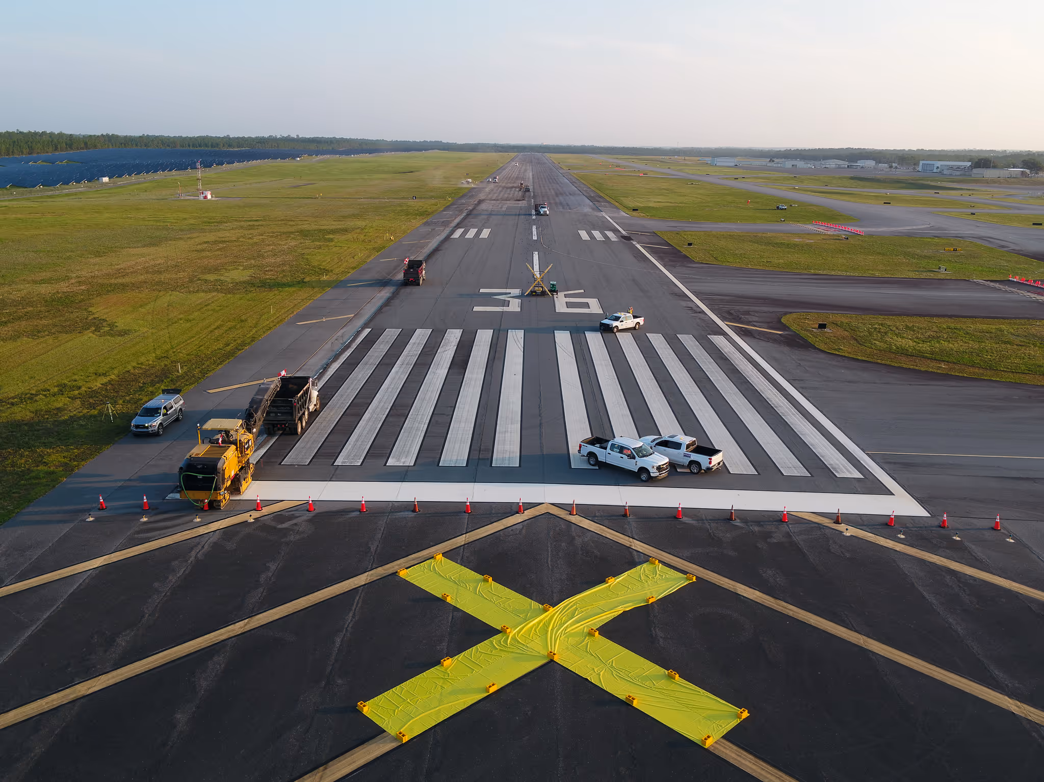 Completed airport runway construction by CWR Contracting in Florida