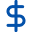 Blue dollar sign symbol with a stylized S crossed by a vertical line.