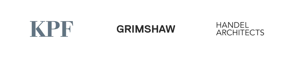 Logos of KPF, Grimshaw and Handel Architects