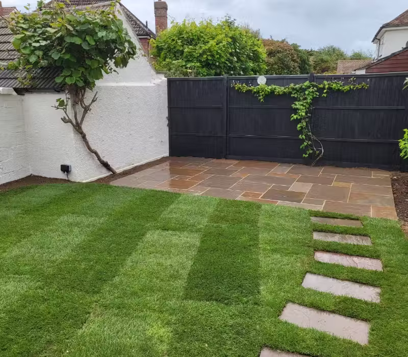 Turfing, path, patio and fencing in Surrey