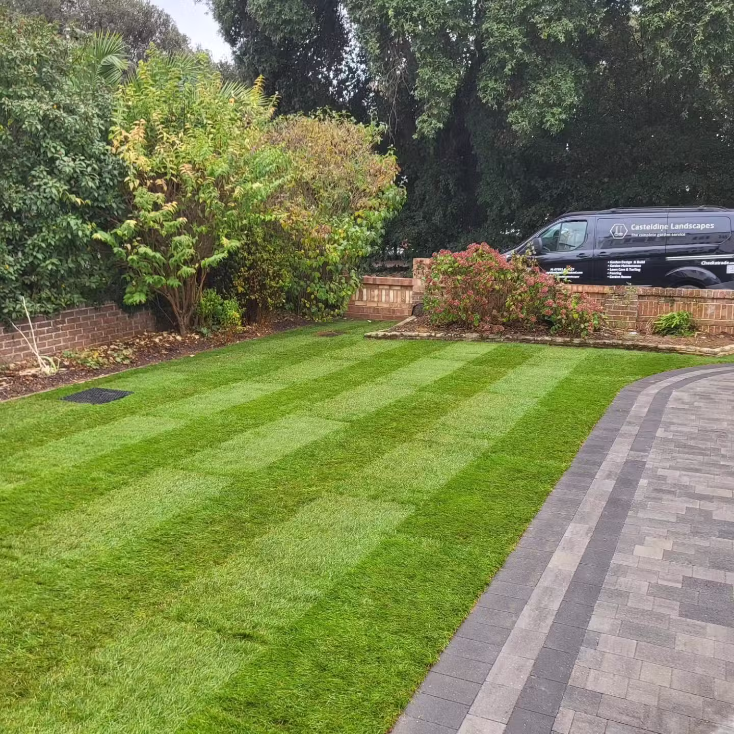 Turf installation and lawn preparation in West Sussex by Casteldine Landscapes