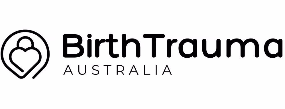 Birth Trauma Australia logo with stylized heart and person outline icon.