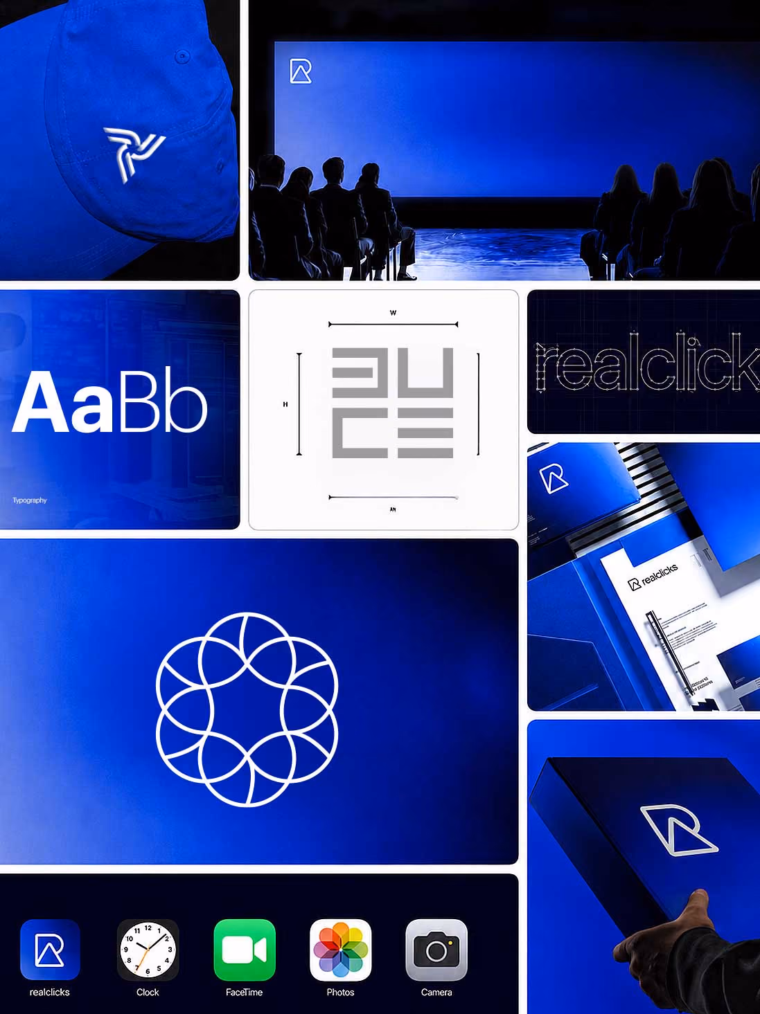 Branding mockups showing logo creation and implementation