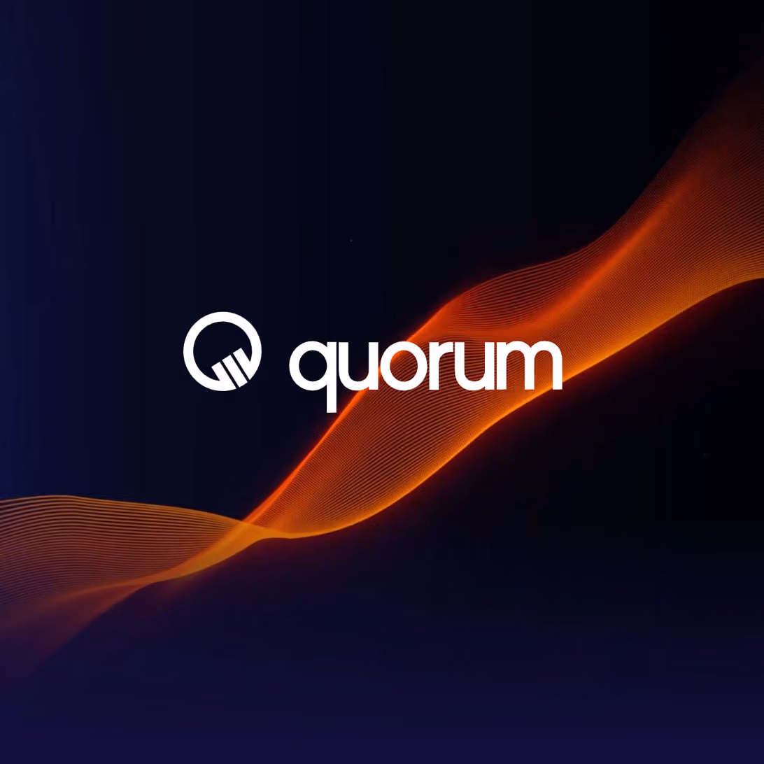Quorum logo design on a technology background
