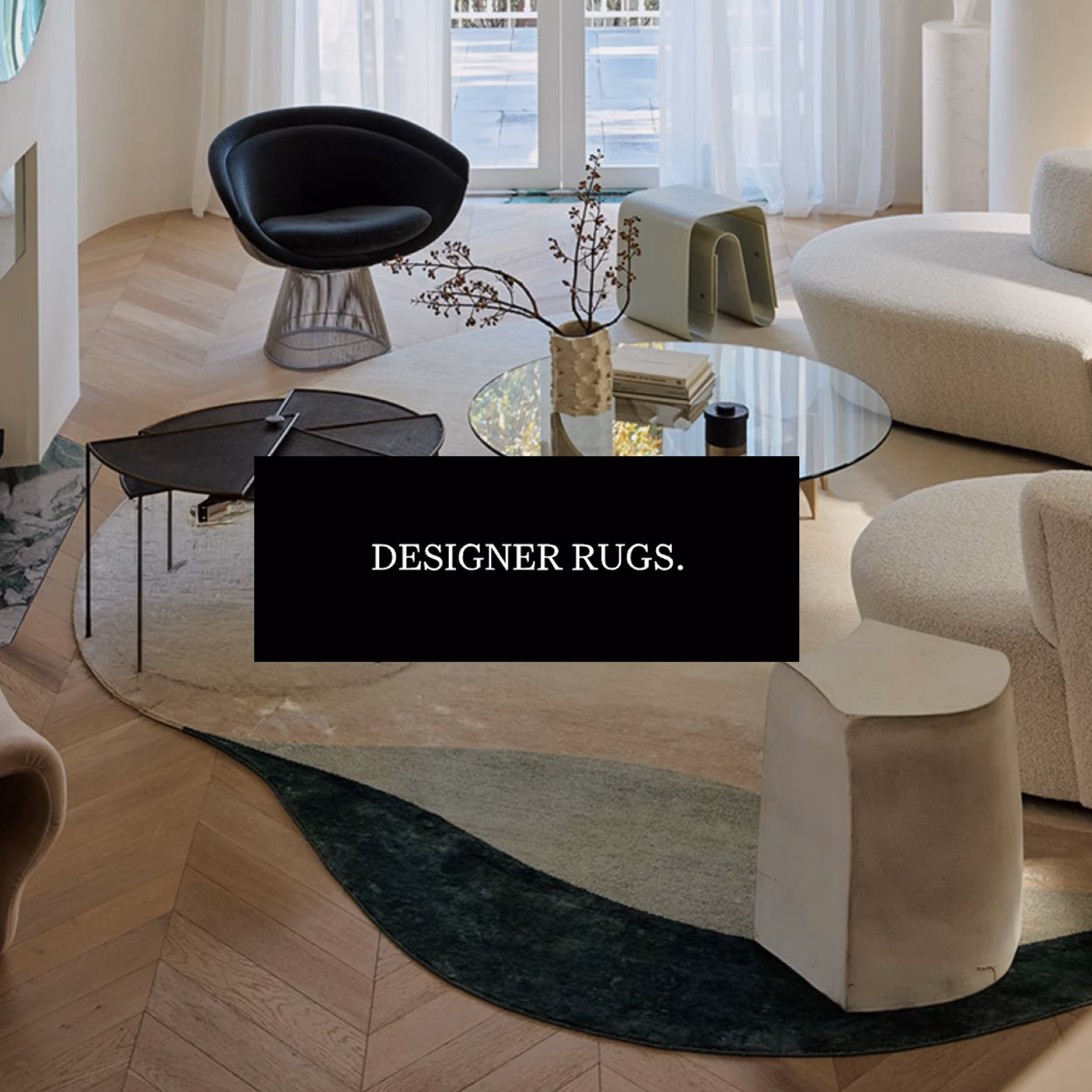 A lounge room scene detail showing a Designer Rug 
