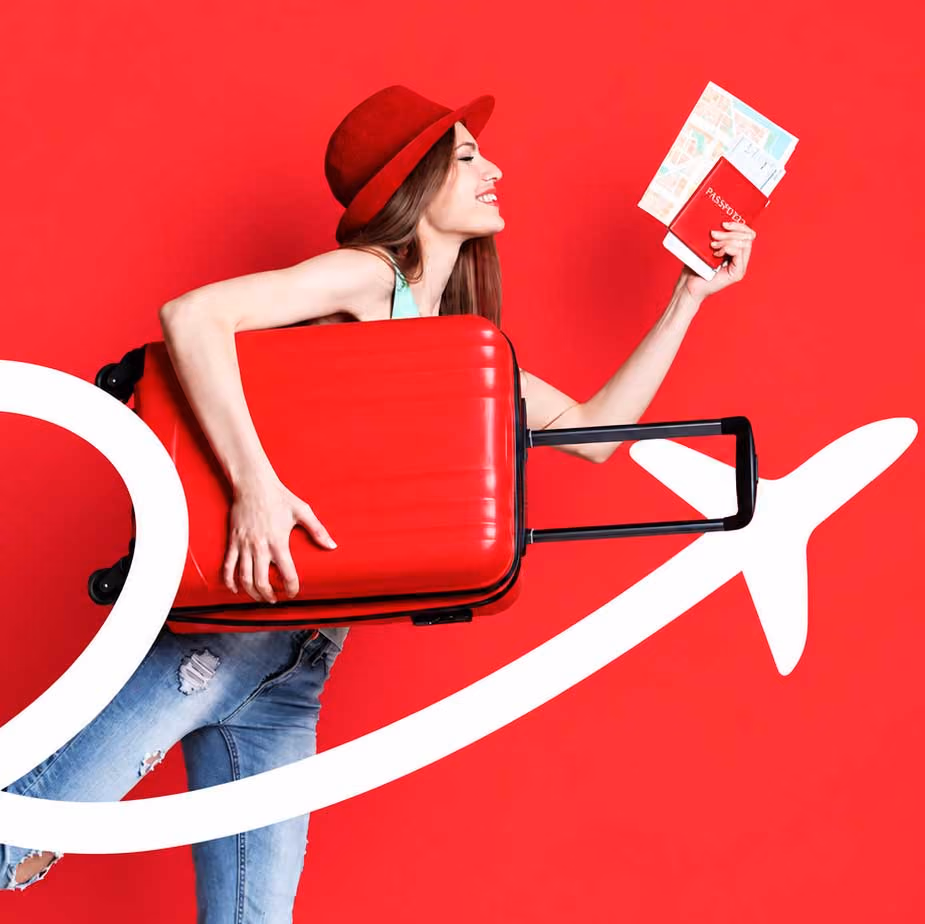 Airfare Geeks Case Study Branding Image of a woman with a suitcase travelling