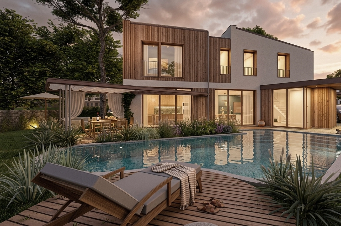 Rendering del complesso residenziale Ville Basovizza