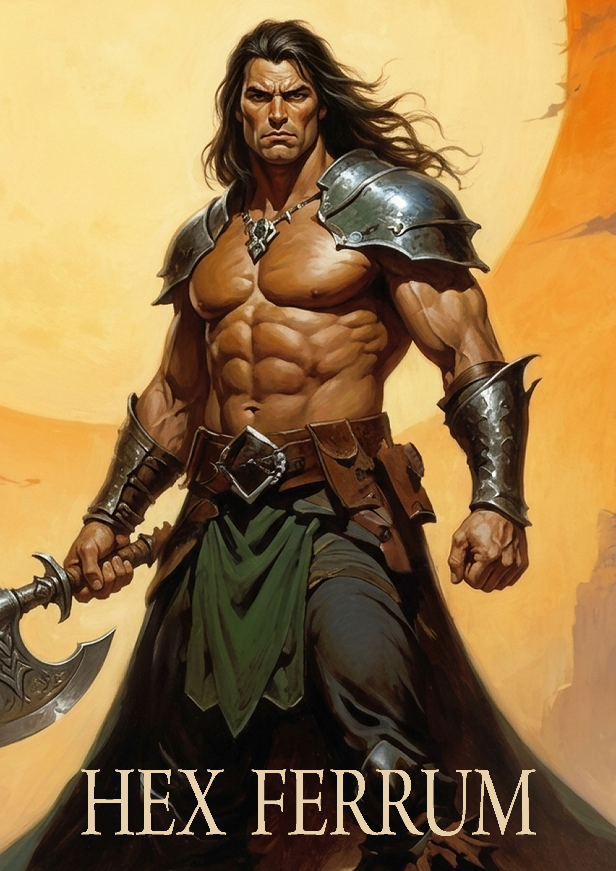 Armoured warrior adventurer from the Hex Ferrum role-playing game.