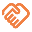 Icône orange d'une main tenant une clé, symbole de sécurité ou accès.