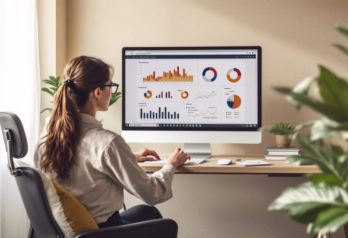 image of business professional reviewing analytics (for a hr tech)