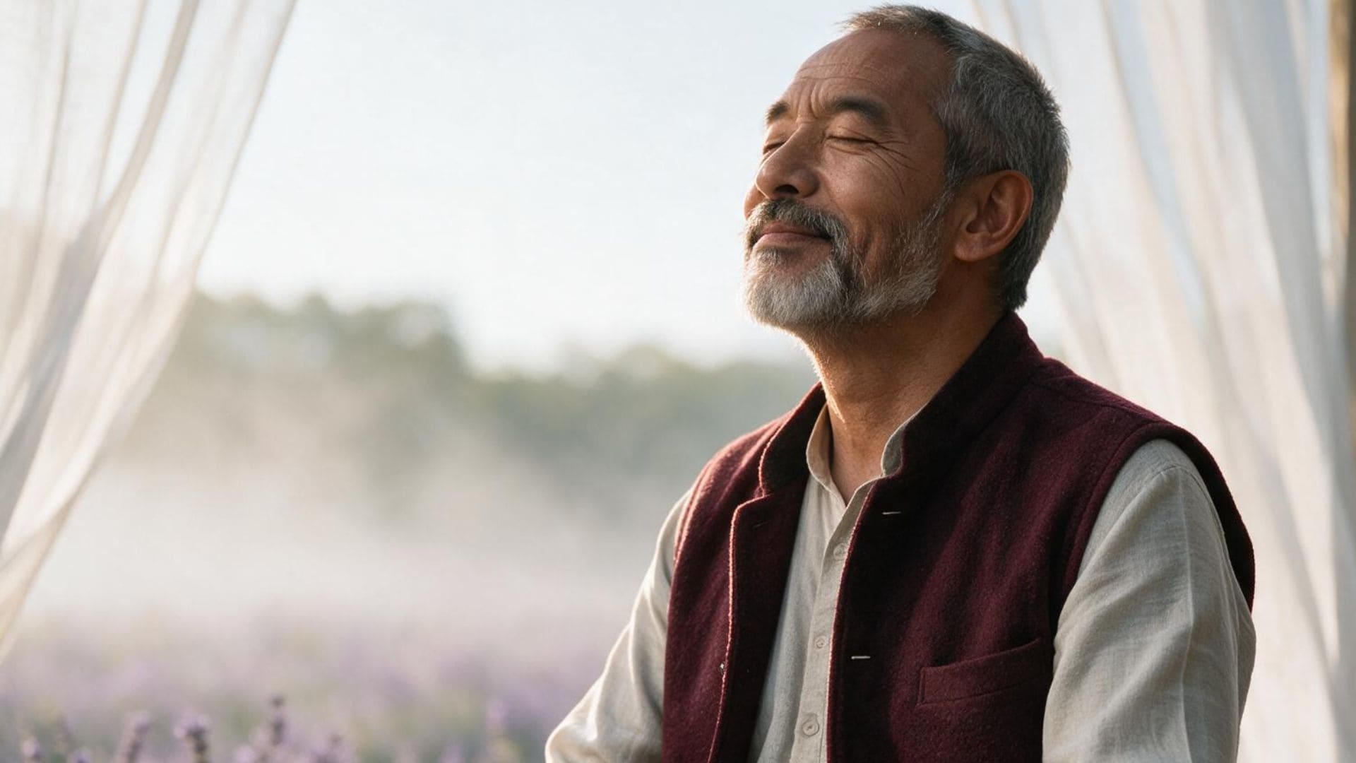 Tee Sah is listening to guided meditation.