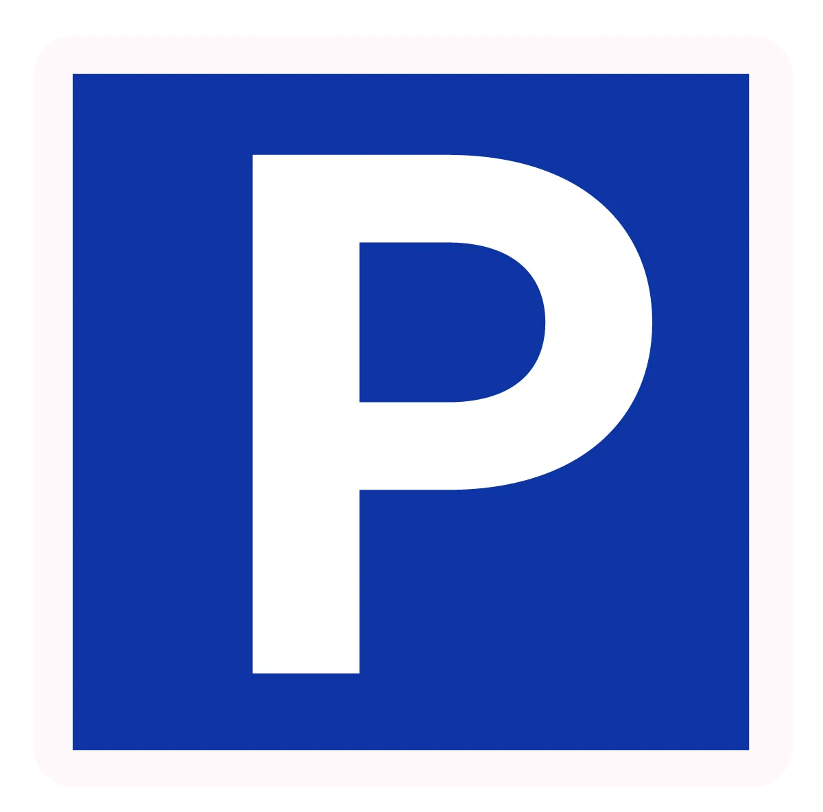 Segnale di parcheggio con la lettera P bianca su sfondo blu.