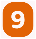Icona quadrata arancione con il numero bianco 9 al centro, rappresentante la linea 9 della metropolitana di Milano.