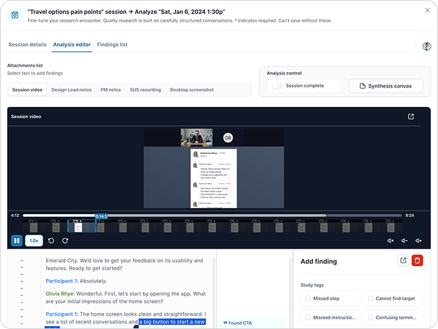 UI screensho showin analysis editor