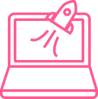 rocket ship launching from laptop illustration