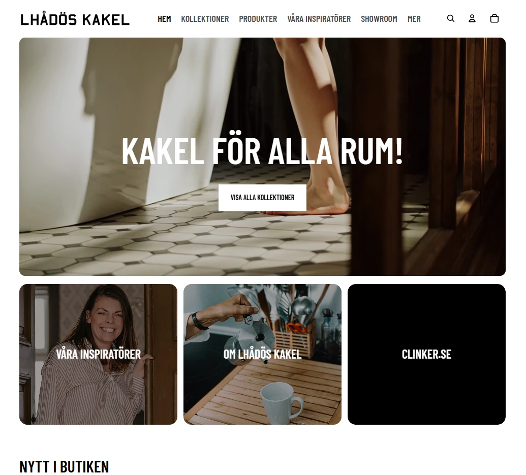 Skärmbild från Lhådös Kakels webbplats