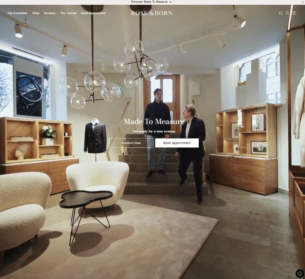 Skärmbild från Rose & Borns webbplats