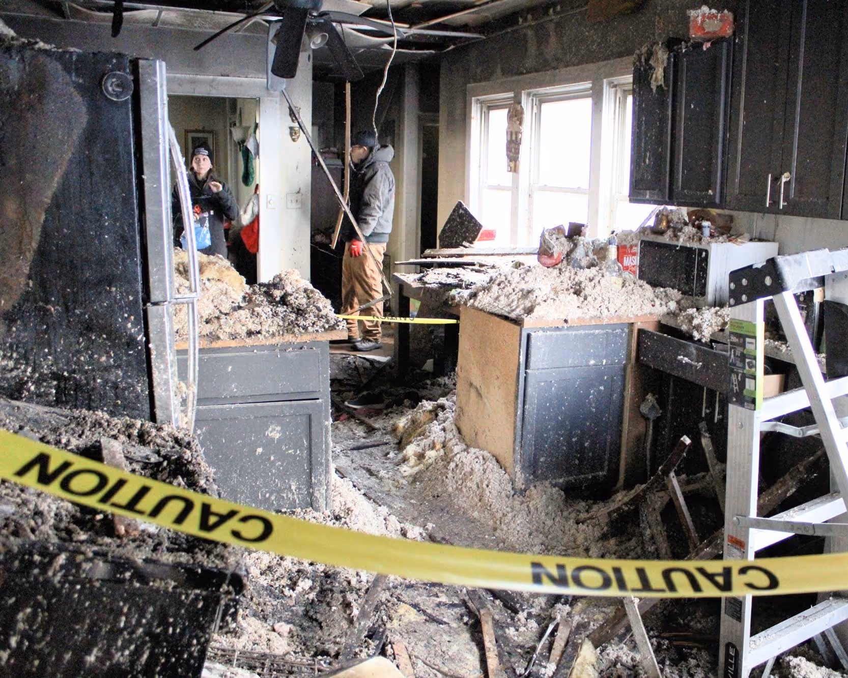 fire damage caution tape