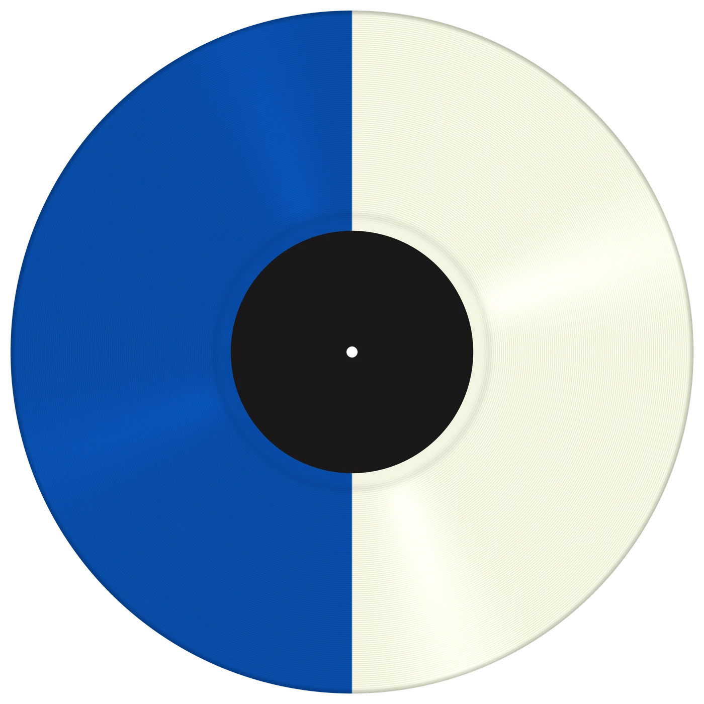 Half and half blue and white vinyl record