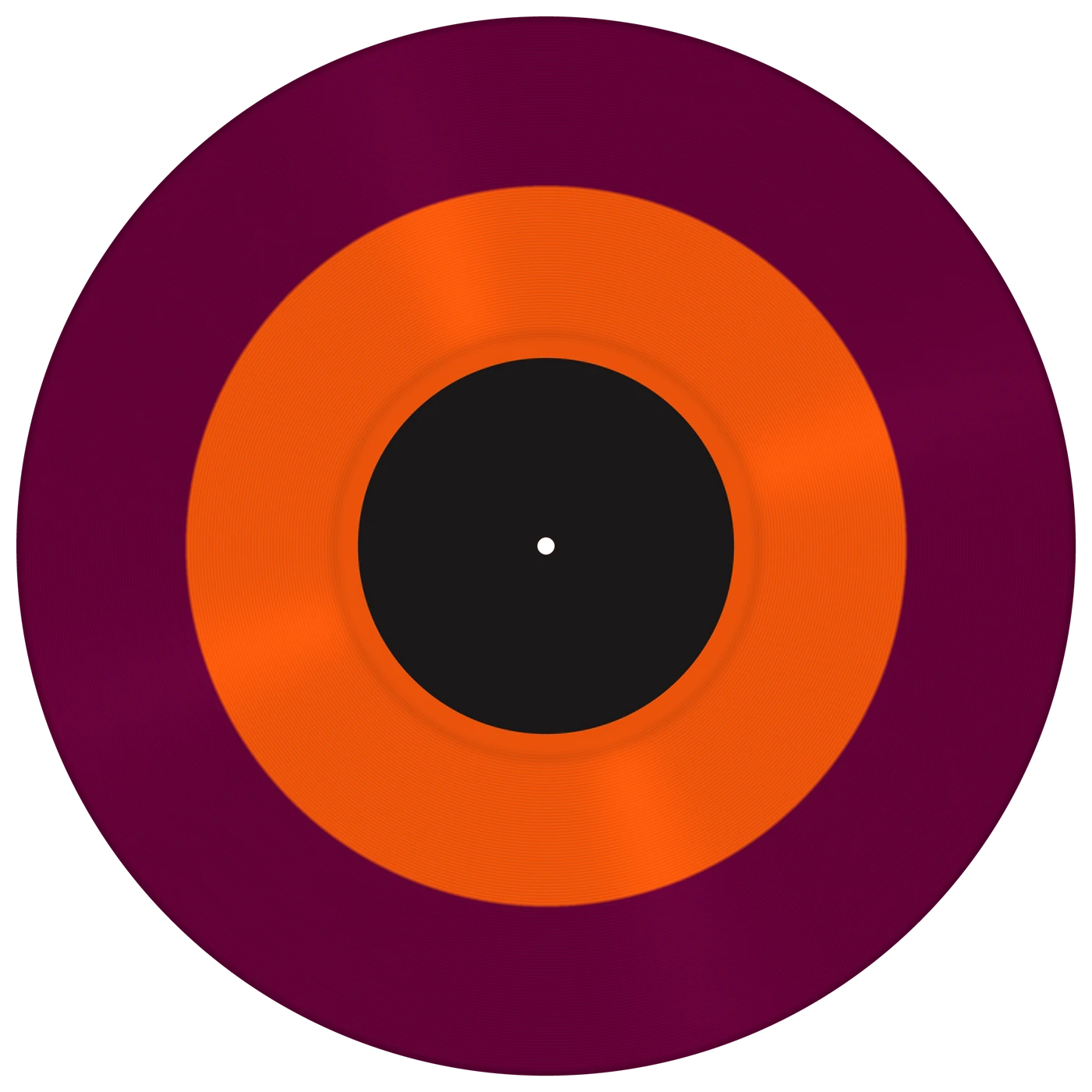 Colour in colour vinyl record, orange centre with purple outer