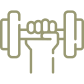 Icon of a hand gripping a dumbbell, symbolizing strength or fitness.
