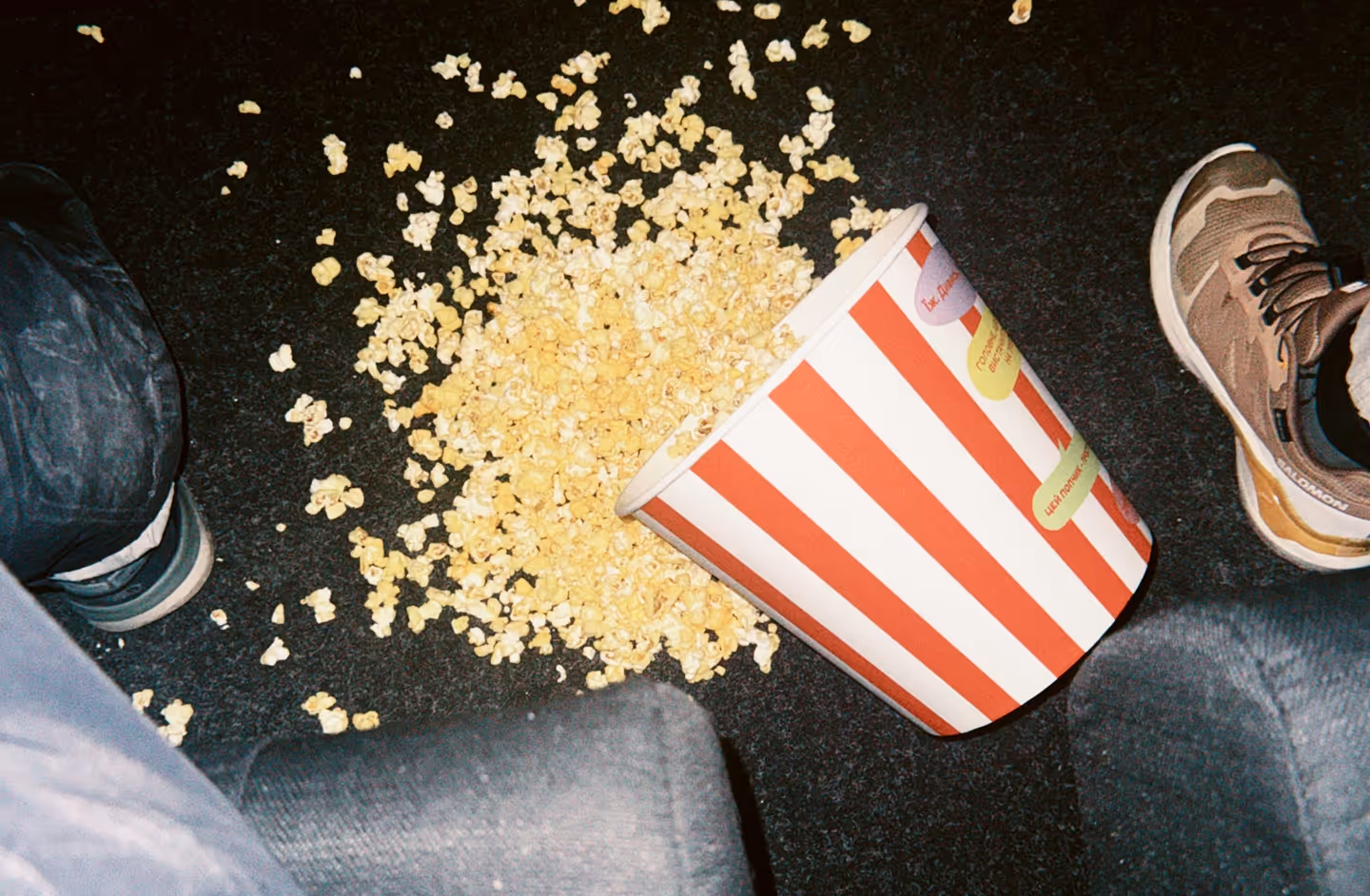 Popcorn spilled on floor