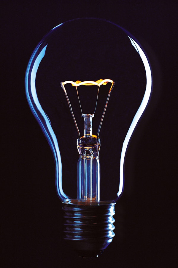 light bulb on black background