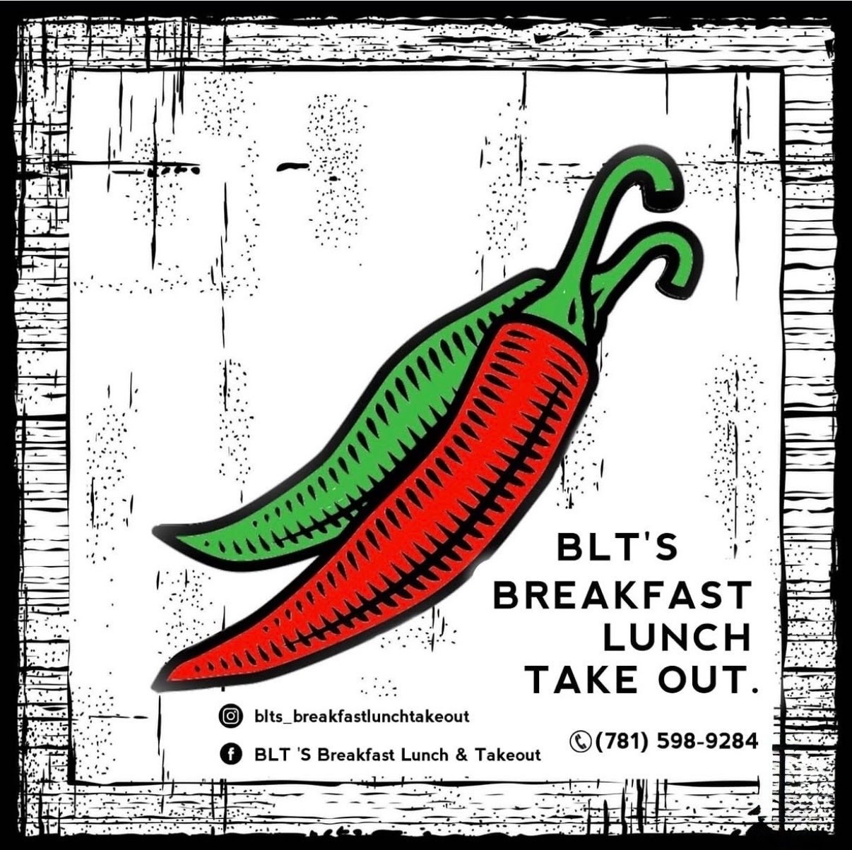 BLT's Breakfast, lunch and takeout red logo