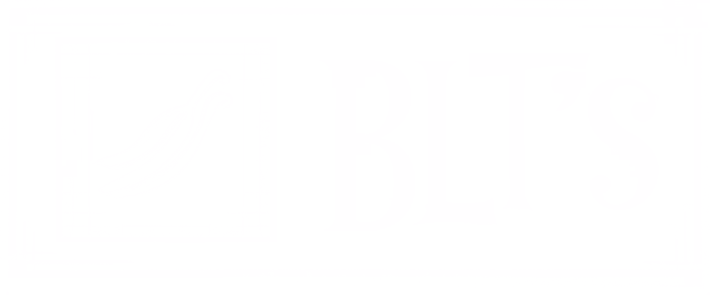 BLT's Breakfast, lunch and takeout white logo
