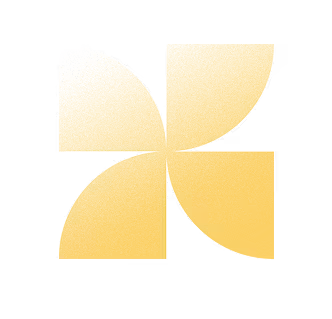 Abstract design of four green quarter-circle shapes arranged symmetrically on a white background forming a pinwheel pattern.