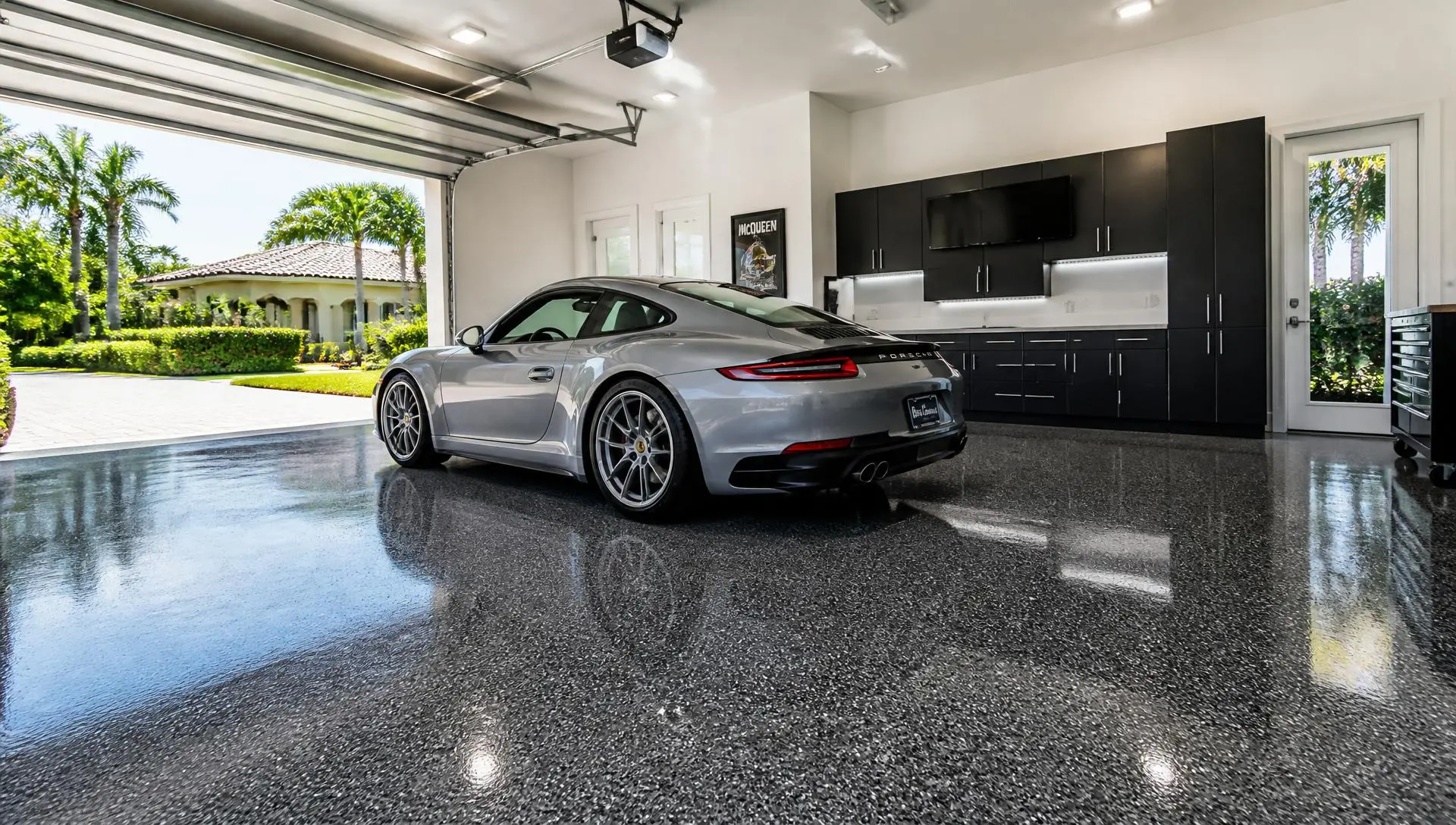 2-car garage in Florida with epoxy flooring